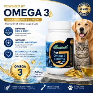 Pet Omega 3 1500mg Capsules | Fish Oil for Dogs & Cats
