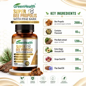 Bee Propolis 2600mg Capsules | Natural Propolis Supplement