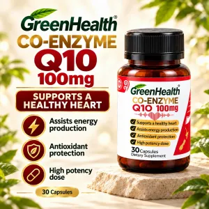 GreenHealth Co-Enzyme Q10 100mg – Healthy Heart Support, 30 Capsules